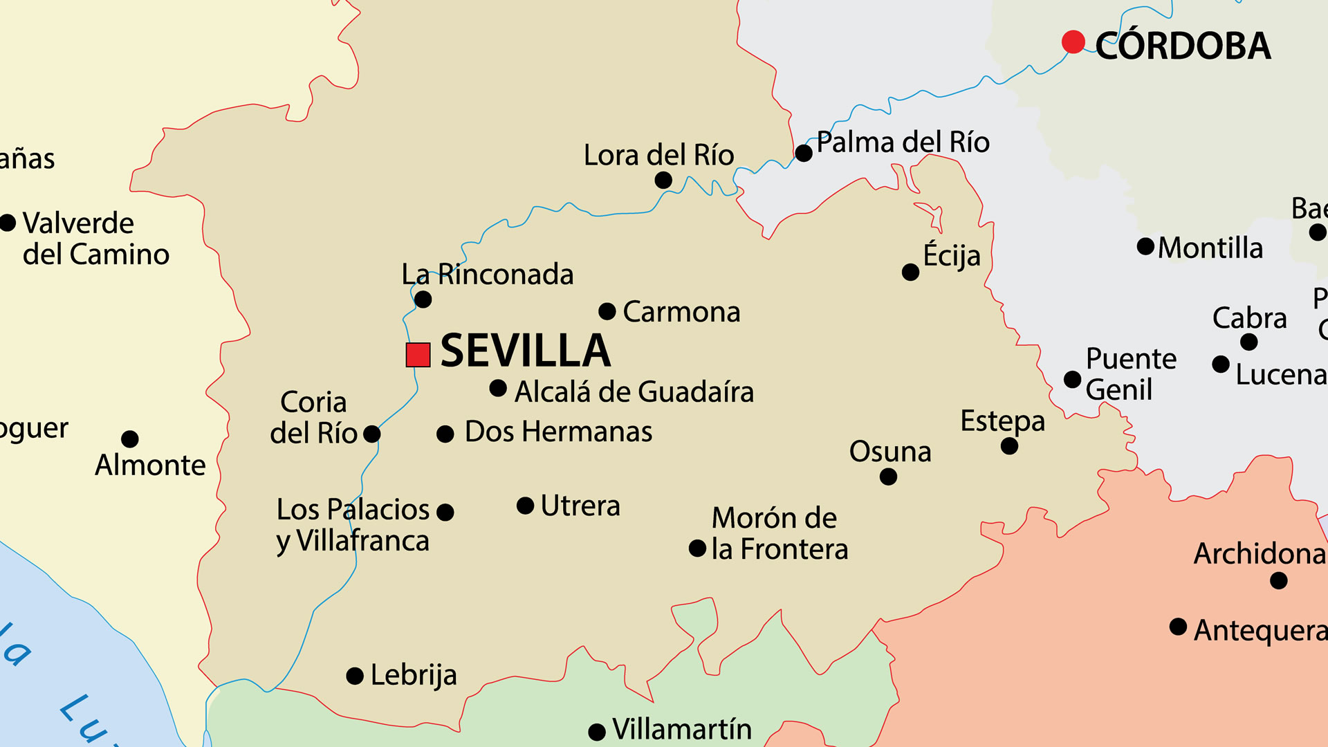 Mapa-municipios - Viajar a Sevilla